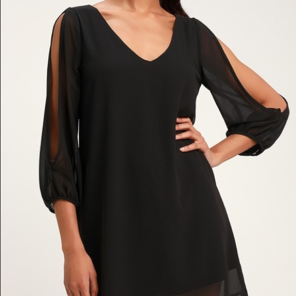 Lulu’s Black Long Sleeve Shift Dress